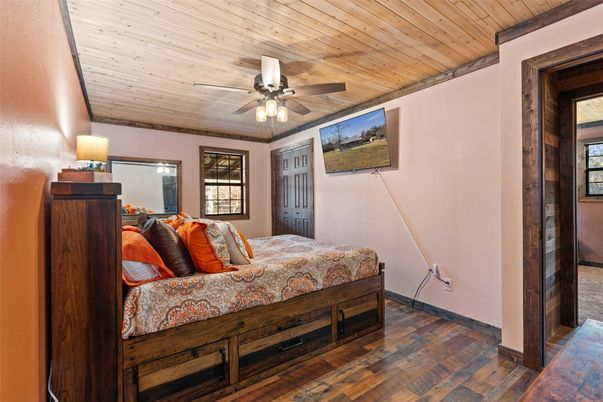 Bedroom, Interior, Wooden Ceilings, Wood Texture Flooring