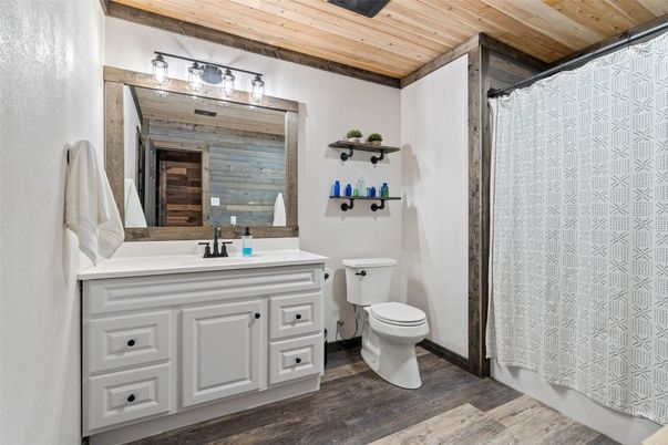 Bathroom, Interior, Wooden Ceilings, Wood Texture Flooring