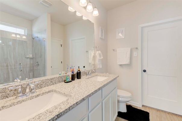 Bathroom, Dual Sink Vanities, Glass Shower, Interior