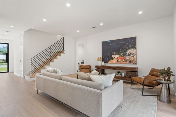 Interior, Living room, Recessed Lighting, Wood Texture Flooring