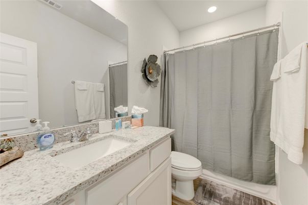 Bathroom, Interior, Recessed Lighting, Wood Texture Flooring