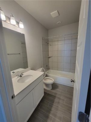 Bathroom, Dual Sink Vanities, Interior, Wood Texture Flooring