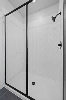 Bathroom, Glass Shower, Interior, Recessed Lighting