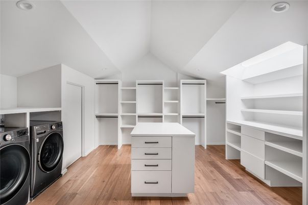 Interior, Recessed Lighting, Walk-in Closets, Washer, Wood Texture Flooring