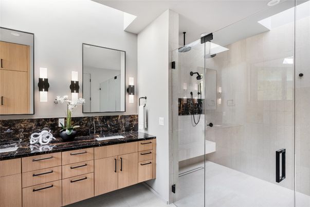 Bathroom, Dual Sink Vanities, Glass Shower, Interior