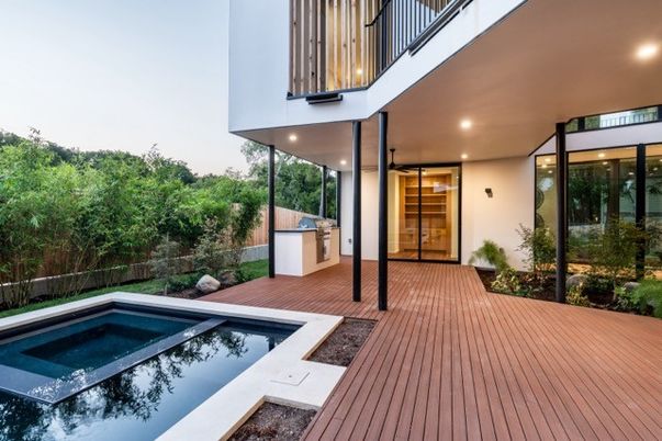 Exterior, Pool, Wood Texture Flooring