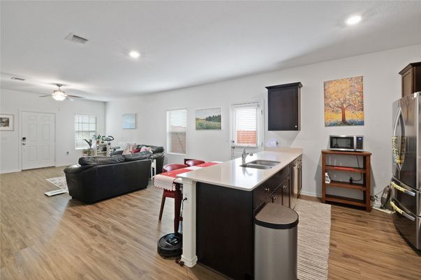 Interior, Living room, Recessed Lighting, Wood Texture Flooring