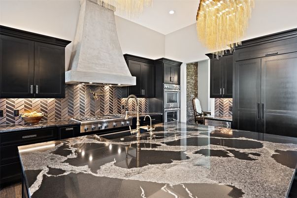 Chandelier, Interior, Kitchen, Recessed Lighting, Stainless Steel Appliances