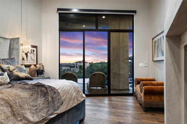 Bedroom, Interior, Pendant Lights, Wood Texture Flooring