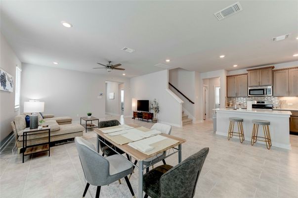 Dining room, Interior, Kitchen, Living room, Recessed Lighting