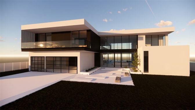 Attached, Backyard, Exterior, Facade, Modern