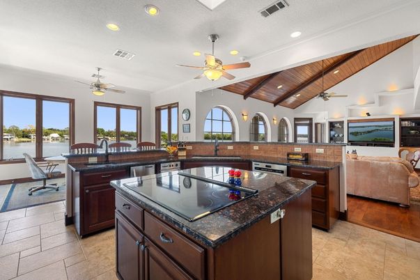 Dining room, Interior, Kitchen, Living room, Recessed Lighting, Wooden Beams, Wooden Ceilings