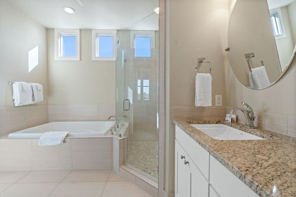 Bathroom, Glass Shower, Interior, Recessed Lighting
