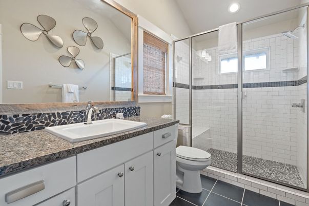 Bathroom, Glass Shower, Interior, Recessed Lighting