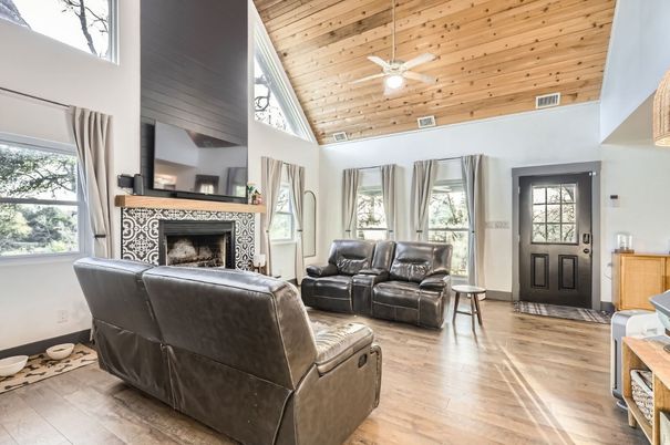 Fireplace, Interior, Living room, Wooden Ceilings, Wood Texture Flooring