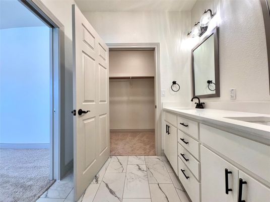Bathroom, Dual Sink Vanities, Interior, Marble, Walk-in Closets