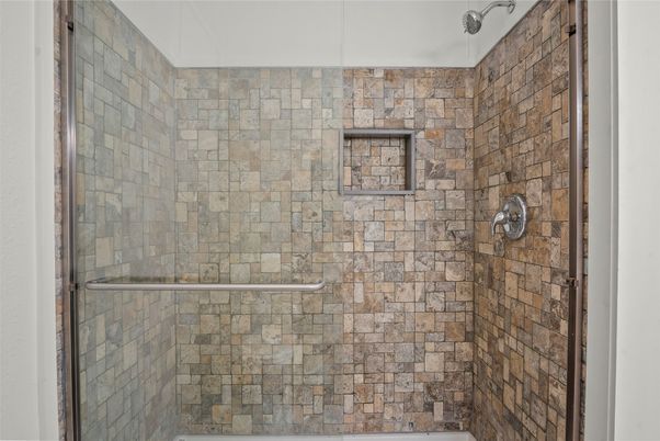 Bathroom, Glass Shower, Interior, Stone Walls