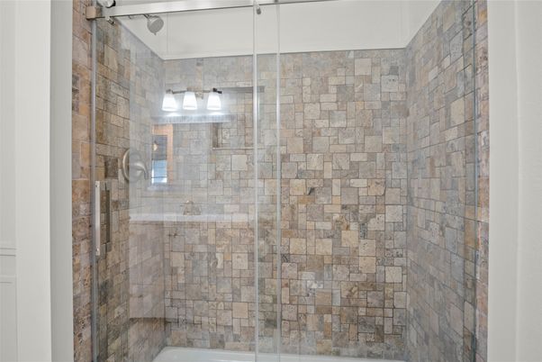 Bathroom, Glass Shower, Interior, Stone Walls