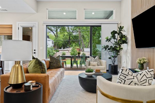 Interior, Living room, Recessed Lighting, Wood Texture Flooring