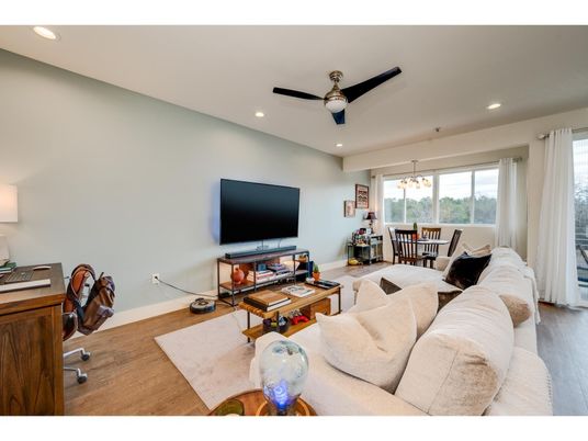 Home Office, Interior, Living room, Recessed Lighting, Wood Texture Flooring