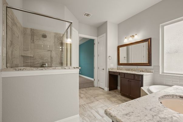 Bathroom, Dual Sink Vanities, Glass Shower, Interior