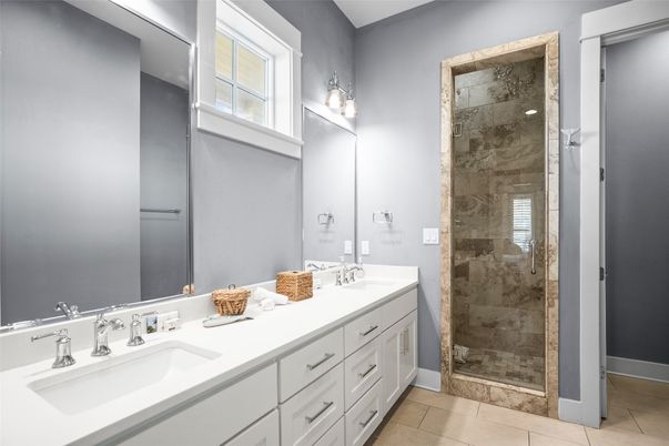 Bathroom, Dual Sink Vanities, Glass Shower, Interior