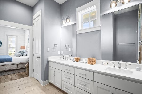 Bathroom, Bedroom, Dual Sink Vanities, Interior, Wood Texture Flooring