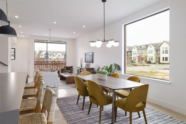 Dining room, Interior, Living room, Pendant Lights, Recessed Lighting