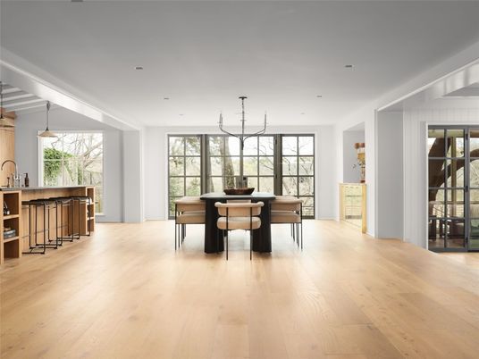 Dining room, Interior, Pendant Lights, Recessed Lighting, Wood Texture Flooring