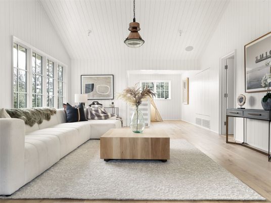 Interior, Living room, Pendant Lights, Wood Texture Flooring