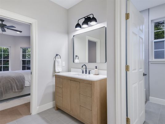 Bathroom, Bedroom, Dual Sink Vanities, Interior, Wood Texture Flooring