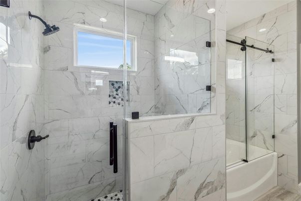 Bathroom, Glass Shower, Interior, Marble Walls