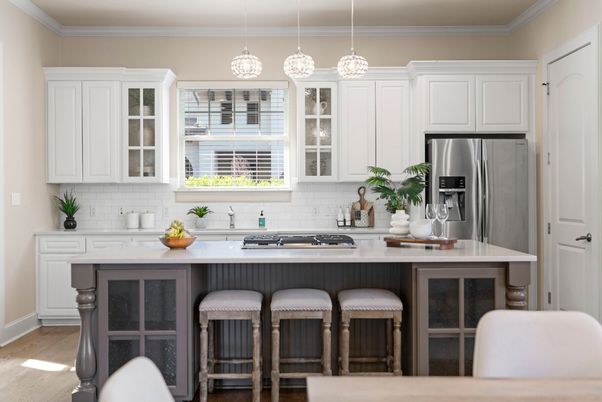 Interior, Kitchen, Pendant Lights, Stainless Steel Appliances, Wood Texture Flooring