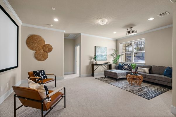 Interior, Living room, Projection Screen, Recessed Lighting