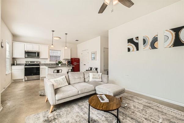 Interior, Kitchen, Living room, Pendant Lights, Stainless Steel Appliances