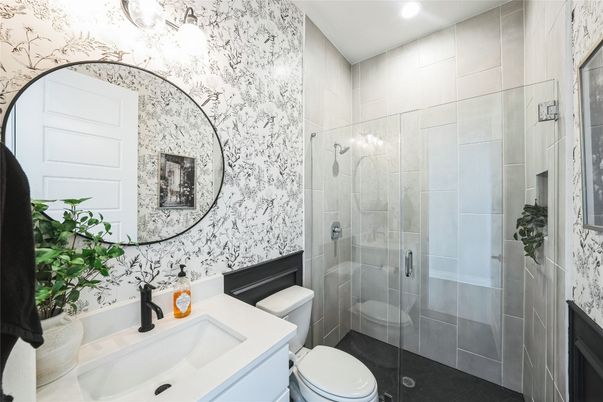 Bathroom, Glass Shower, Interior, Recessed Lighting