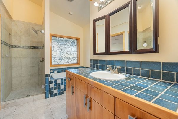 Bathroom, Glass Shower, Interior, Tile Countertops