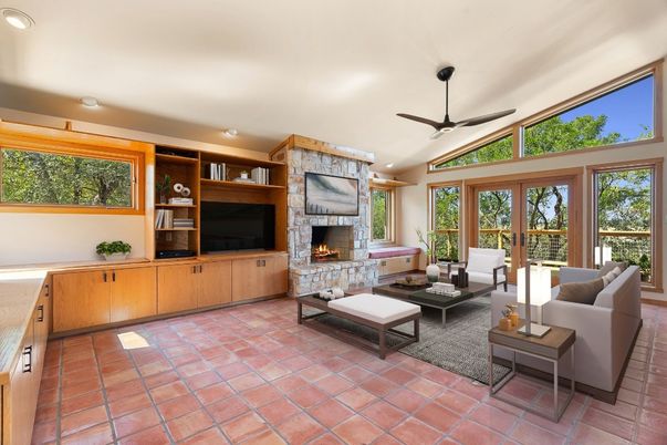 Fireplace, Interior, Living room, Recessed Lighting