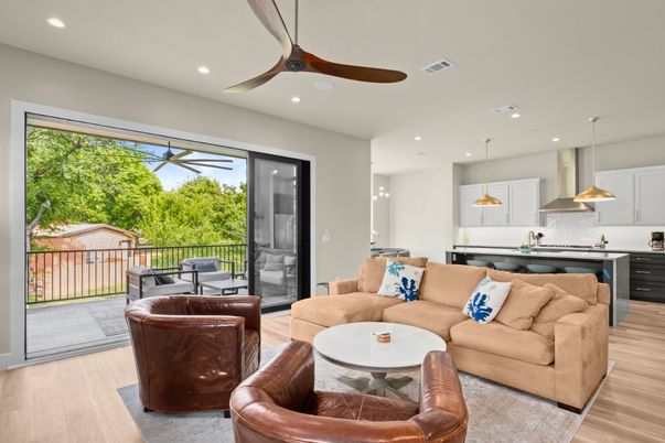 Interior, Kitchen, Living room, Pendant Lights, Recessed Lighting, Wood Texture Flooring