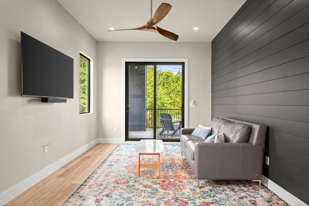 Interior, Living room, Recessed Lighting, Wood Texture Flooring
