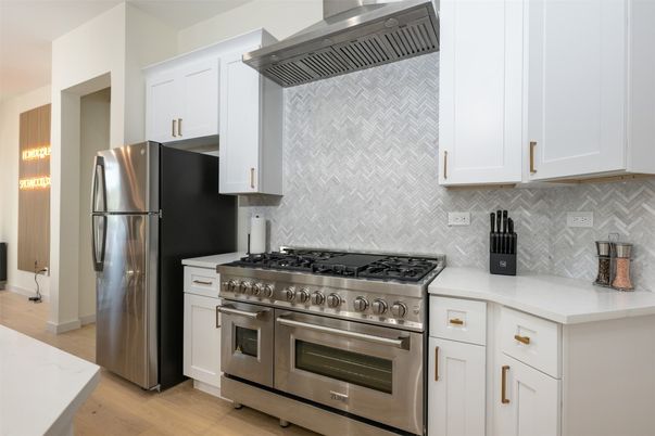 Interior, Kitchen, Stainless Steel Appliances, Wood Texture Flooring