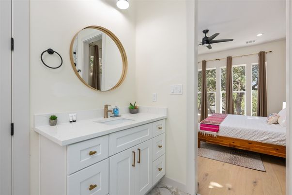 Bathroom, Bedroom, Interior, Recessed Lighting, Wood Texture Flooring