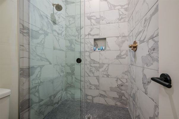 Bathroom, Glass Shower, Interior, Marble Walls