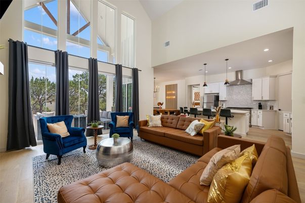 Dining room, Interior, Kitchen, Living room, Pendant Lights, Recessed Lighting, Stainless Steel Appliances, Wood Texture Flooring