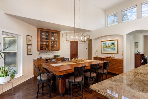 Chandelier, Dining room, Interior, Pendant Lights, Wood Texture Flooring