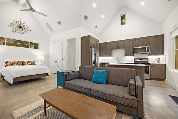Bedroom, Interior, Kitchen, Living room, Recessed Lighting, Stainless Steel Appliances