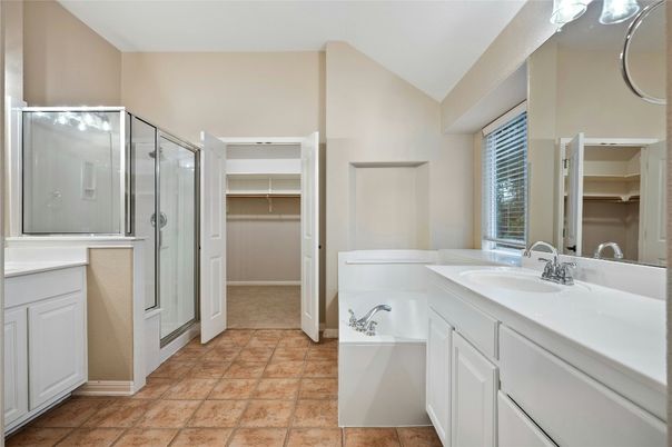 Bathroom, Dual Sink Vanities, Glass Shower, Interior
