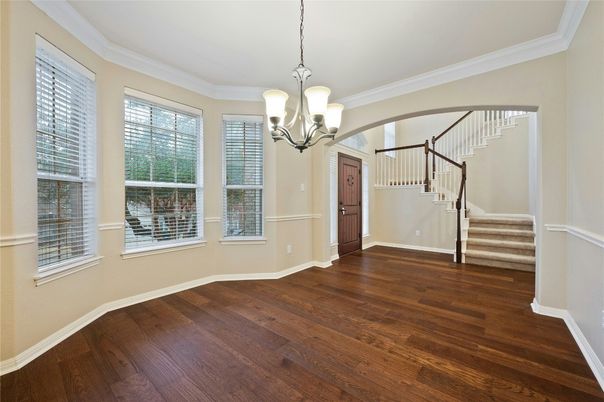 Chandelier, Empty room, Interior, Pendant Lights, Wood Texture Flooring
