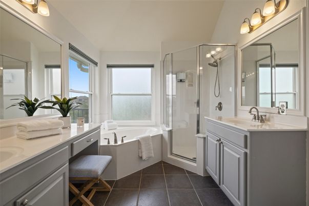 Bathroom, Dual Sink Vanities, Glass Shower, Interior