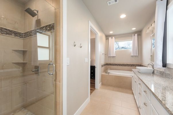 Bathroom, Glass Shower, Interior, Recessed Lighting